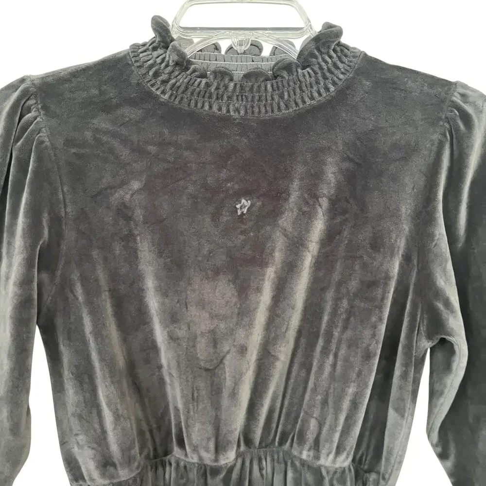 Tocoto Vintage Girls Velvet Dark Green Long Sleeve Dress size 12